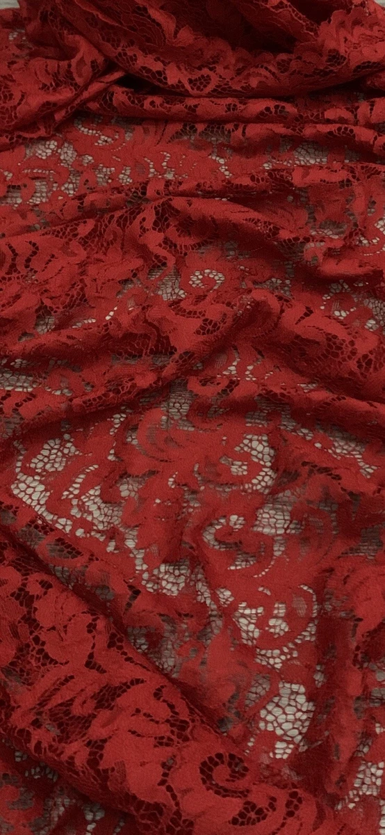 Red Floral Guipure Lace Fabric 58 PRICE PER METER