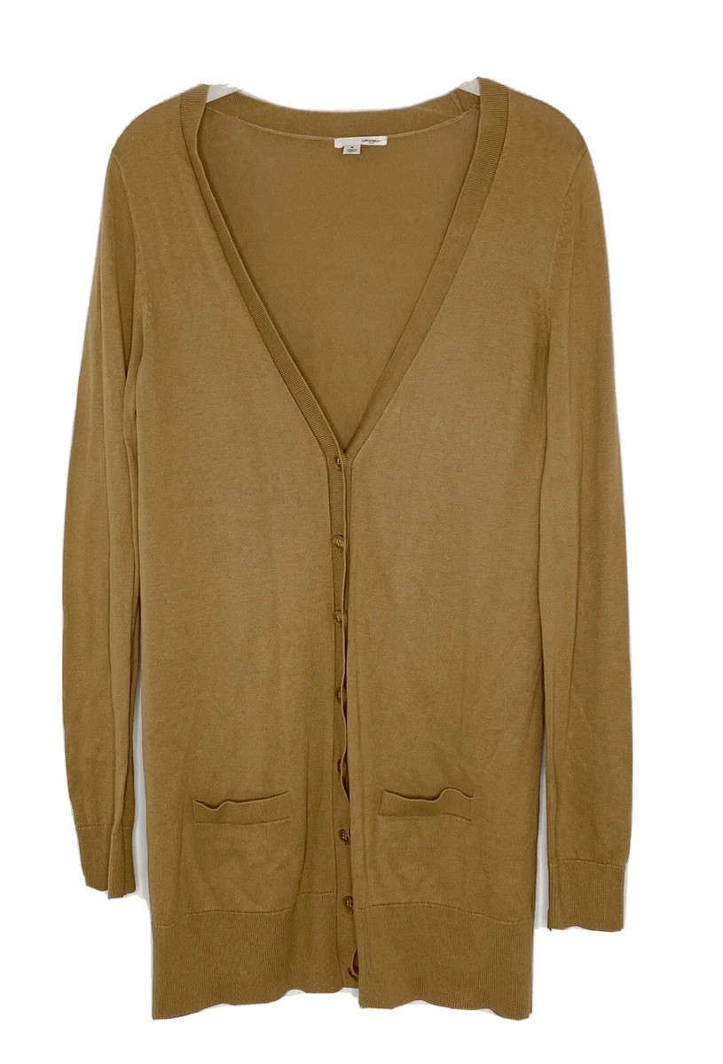 Halogen Women's Tan Cotton Knit V Neck Cardigan Sweater Size M B6 | eBay