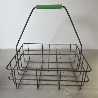 Vintage 4 Section Metal Milk Bottle Carrier Holder with Handle