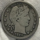 1914 Barber Quarter 90% Silver Coin ~ Full LIBERTY (L699)