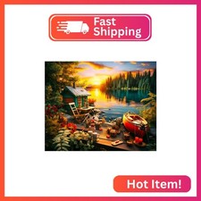 LELEMON Diamond Painting Kits,Lakeside Diamond Art for Adults,5d Diamond Paintin