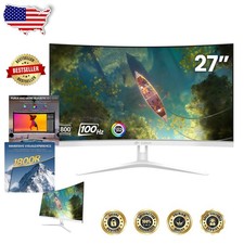 White 27" Curved Monitor 100Hz 1ms 1800R VA Panel HDMI VGA