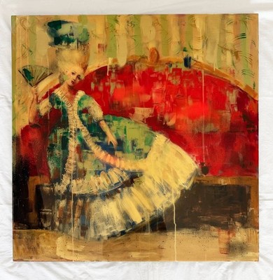 Signed Rimi Yang Original Acrylic Painting 30x30 Contemporary Abstract Art