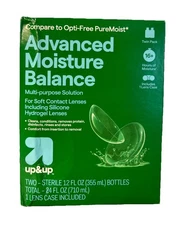 Contact Lens Solution Twin Pack Up&Up Compare Opti-Free Puremoist 12 Oz Each