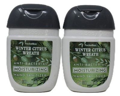 x2 Bath Body Works Winter Citrus Wreath Moisturizing Hand Sanitizer Anti Bac Gel