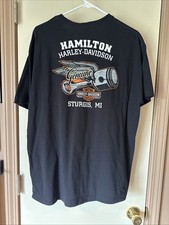 Hamilton Harley Davidson, Black XL T-Shirt. Sturgis Michigan. LN