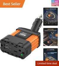 150W Car Power Inverter 12V DC to 120V AC Converter Plug in Adapter with 4.8A...