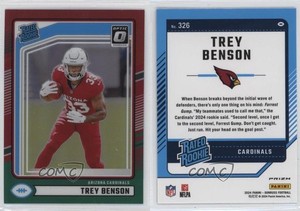 2024 Panini Donruss Rated Optic Preview Red & Green Prizm Trey Benson Rookie RC