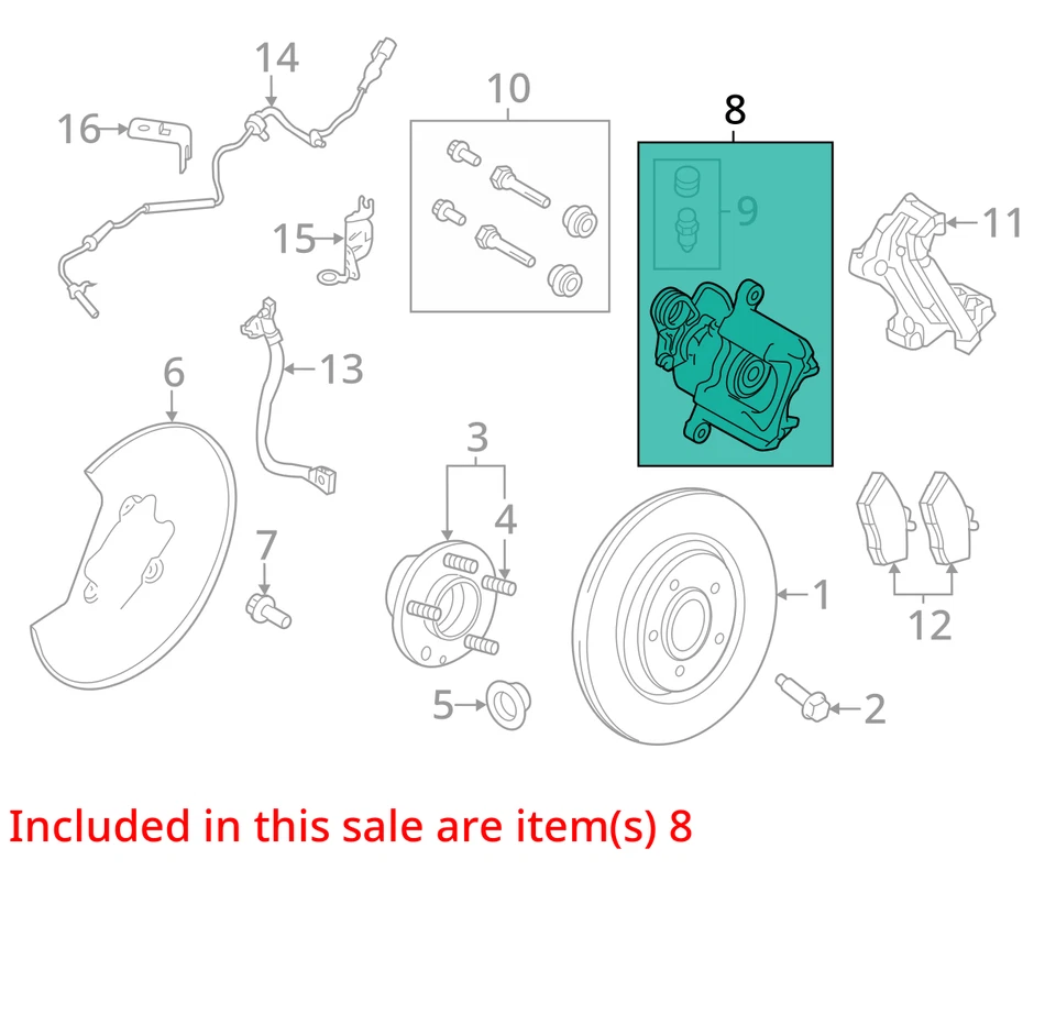 Pinza de freno derecha pasajero trasero Lincoln MKS 2009-2012 GITHG Foto 2 de 3