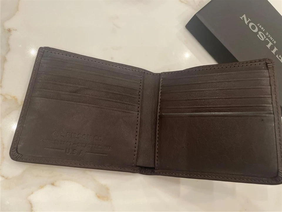 Filson Rugged Twill Packer Wallet Leather Canvas Bifold Otter Green Made in USA - Image 4 of 4