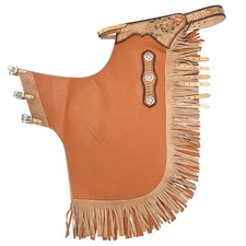 HILASON Bull Riding Chinks Adult Pro Rodeo Bronc Leather Tan | Handmade Chaps