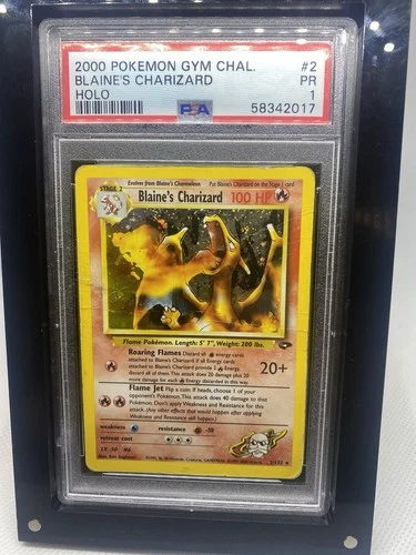 Pokémon TCG Blaine's Charizard Gym Challenge 2 Holo Unlimited Rare PSA 1