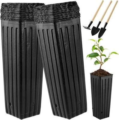 Hzloyat 50 Pcs 12'' Tall Tree Pots Plastic Deep Nursery Pots Tall Nursery Tree...