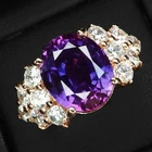 925 Sterling Silver Rose Gold Rings Luxurious Blue Purple Sapphire Oval 9.80Ct