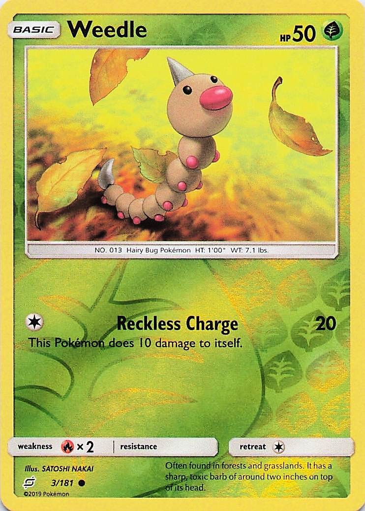 Weedle - Pokemon Reverse Holo Common 2019 Team Up 3/181 NM