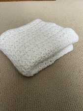 Handmade Crochet Afghan Baby Blanket White 40x33  Christening Baby Shower Gift