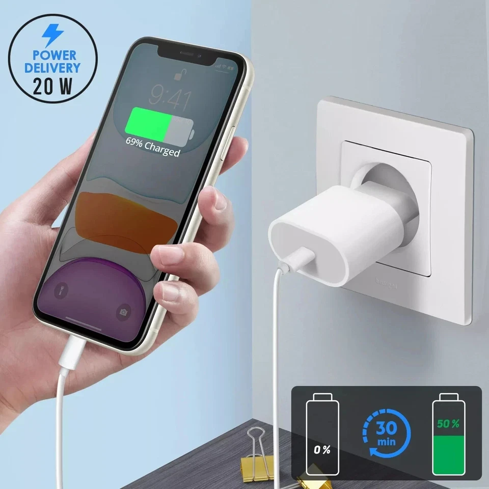 Caricatore iPhone 15 16 con cavo ORIGINALE 20W (Bianco) - Immagine 3 di 4