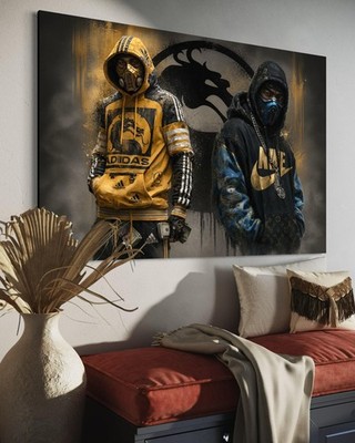 Mortal Kombat Leinwand Bild Farbig Dekoration Kunst Gaming Scorpion Sub-Zero