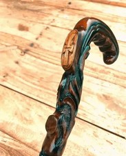Walking stick, Christian Cross Wooden Walking Stick Cane - Wood carved crafted