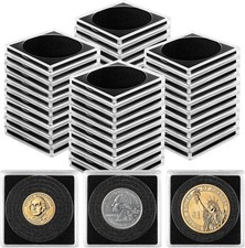 80Pcs Adjustable Acrylic Coin Collection Cases with Sponges, Coin Snap Holders,