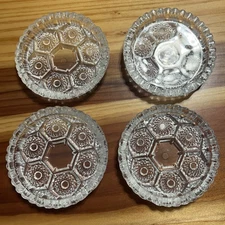 Set of 4 Crystal Coasters Snack Dishes Ashtray Scalloped Designed Italy New