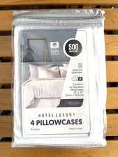 NEW Hotel Luxury STANDARD Pillowcases 4Pk 500 Thread Count 100 Cotton