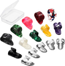 15 Pieces Banjo Guitar Picks Ring Thumb Finger Large, Mutiple Color
