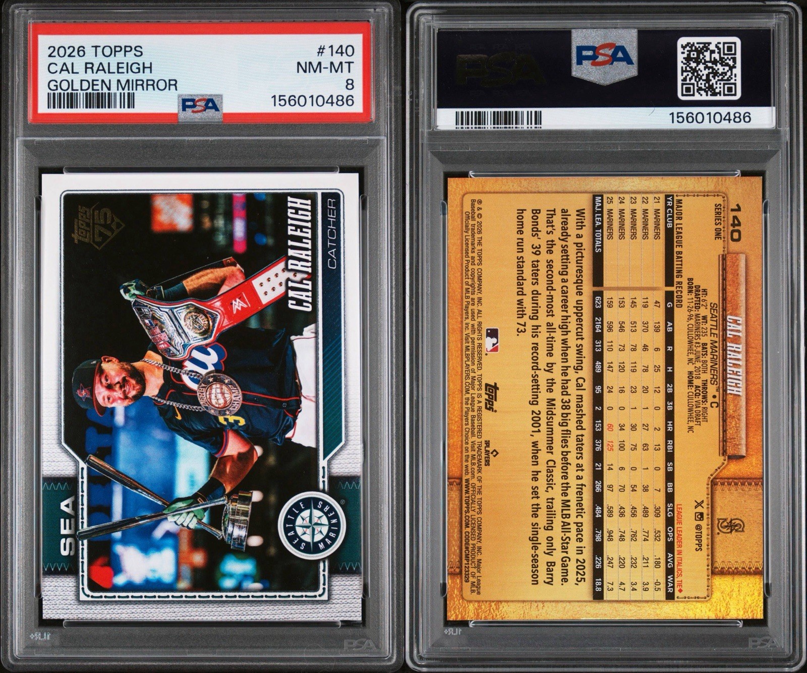 Topps 2026 Cal Raleigh Gold Mirror 140 Seattle Mariners Series 1 SSP ...