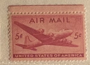 United States Air Mail 5c Aviation Postage Stamp Carmine Red