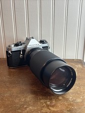 Pentax ME Super SLR Film Camera Body Chrome With Vivitar 75-205 Mm Lens