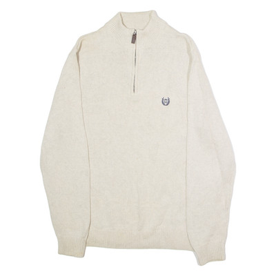 CHAPS Herren Pullover Beige 1/4 Zip Eng Gestrickt M
