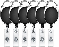 Selizo 6Pcs Retractable Badge Holders with Carabiner Reel Clip