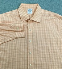 Brooks Brothers Shirt Mens 17 - 34 Check Regent 100 Cotton Button Up