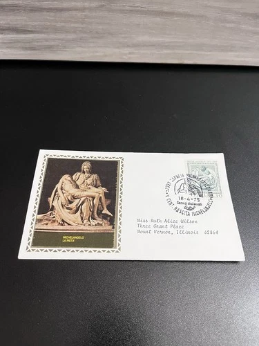 Italy Michelangelo Pieta Art First Day Cover FDC Caprese Cancel 1975 Stamp