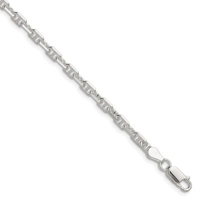 Sterlingsilber poliert und diamantgeschliffen 3,75 mm Mariner Gliederkette Armband 8 Zoll