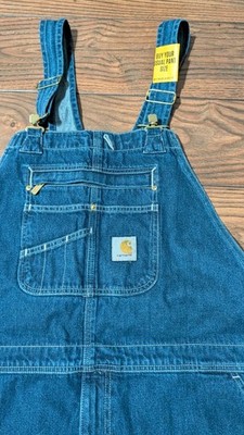 Carhartt Blue Denim Loose Fit Overalls 44x32 OR4672-M for sale