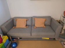 SOFA 3 Seater Large Removable Cushions Reversible Grey Fabric