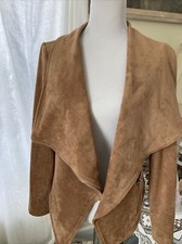 Faux Suede Jacket Blazer Tan Moto Women’s Size S Tan Waterfall Or Zip Up Lulus