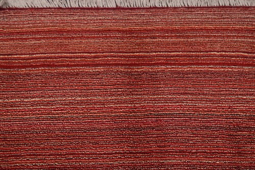 Striped Thick Pile Contemporary Gabbeh Oriental Area Rug Hand-Knotted Wool 4'x5' - Picture 11 of 12