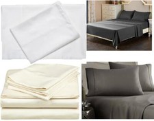 3 Piece Set - 1 PC Flat / Top Sheet 2 PC Pillowcase - 600 TC Solid Cotton