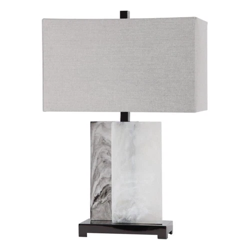 Uttermost Vanda Modern Steel Resin and Fabric Table Lamp in White/Gray/Nickel - Picture 3 of 7