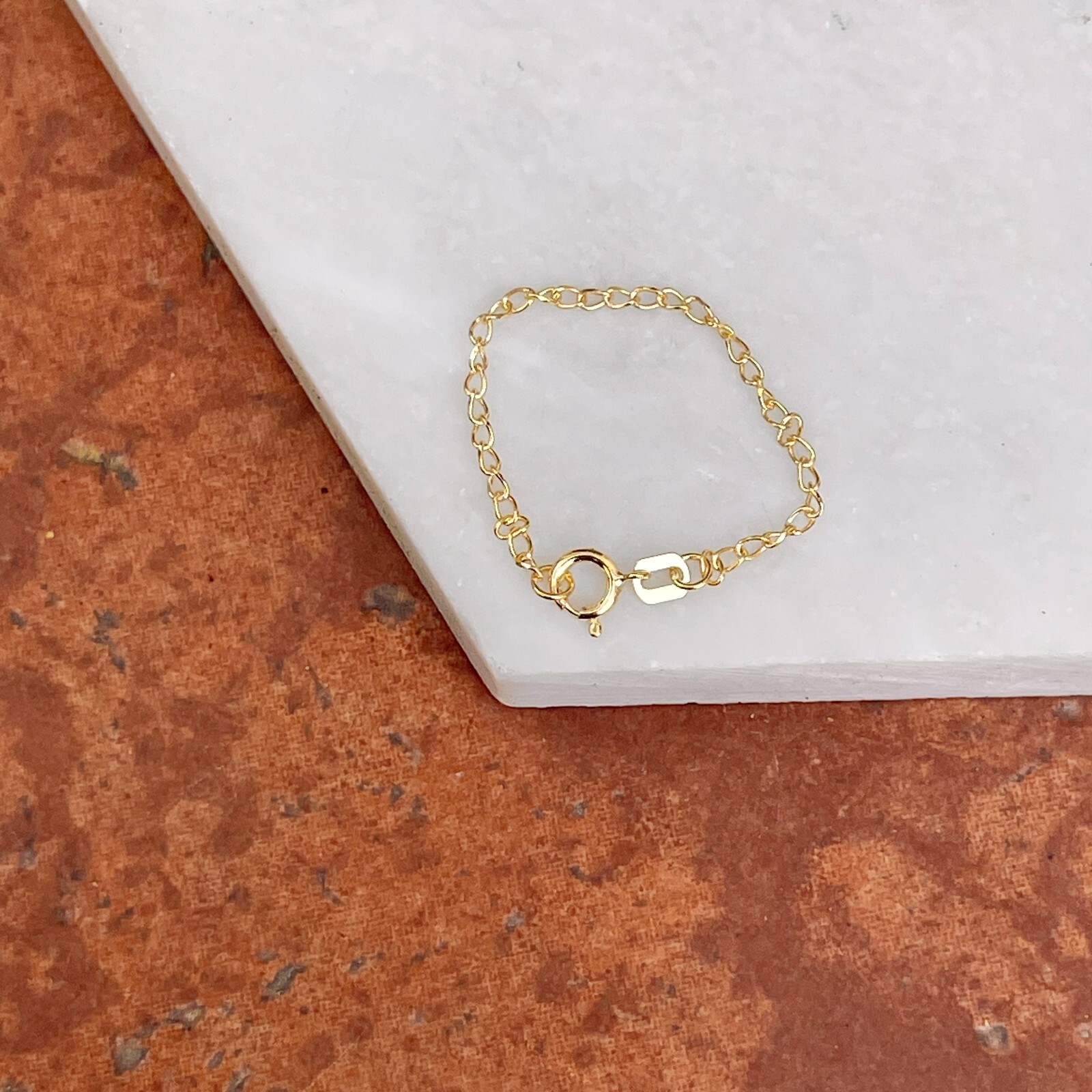 14KT Yellow Gold Necklace Extender Safety Chain 3" Wheat Chain Spring