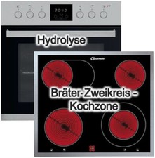 Herdset Bauknecht Backofen Hydrolyse + Glaskeramik-Kochfeld Bräterzone 60 cm