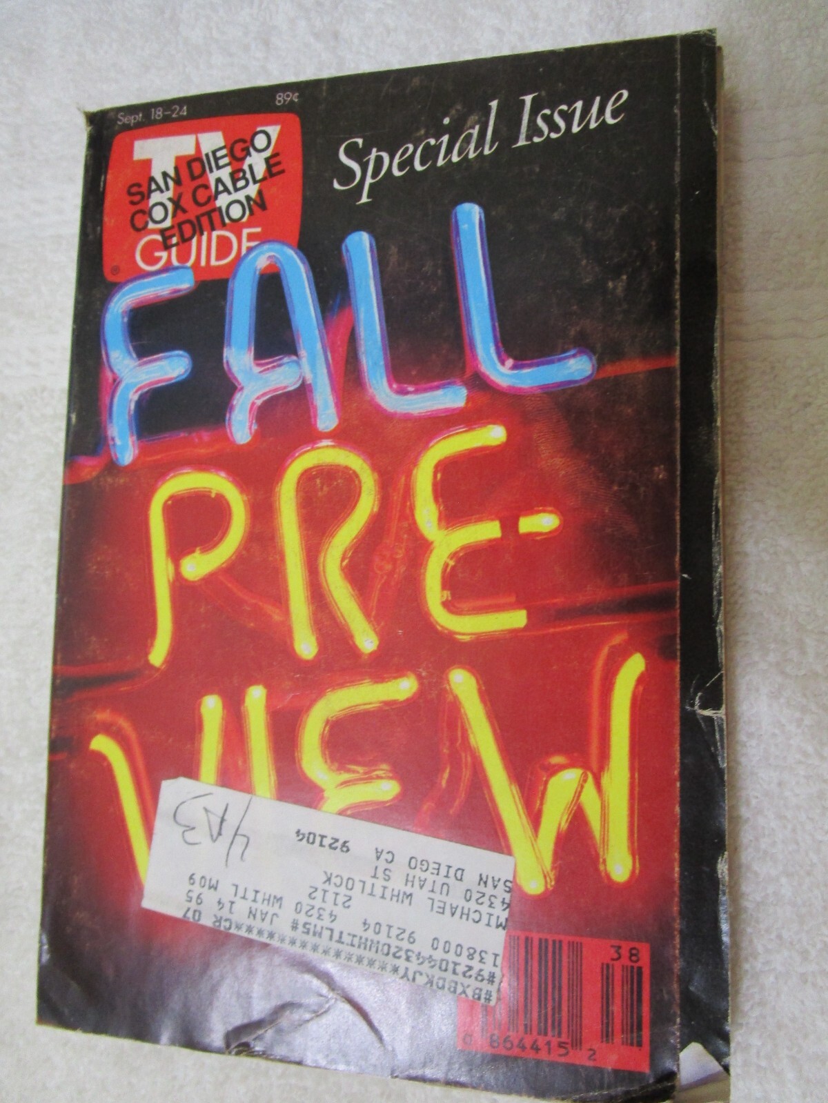 TV Guide Fall Preview 1993San Diego Cox Cable Special Issue Sept 18