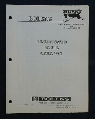#ad 1972 BOLENS HUSKY MODEL 510 01 510 02 GARDEN TRACTOR PARTS CATALOG MANUAL $18.68