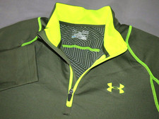 Men's Under Armour Cold Gear Lined Dark Green 1/4 Zip Fitted Athletic Jacket SM