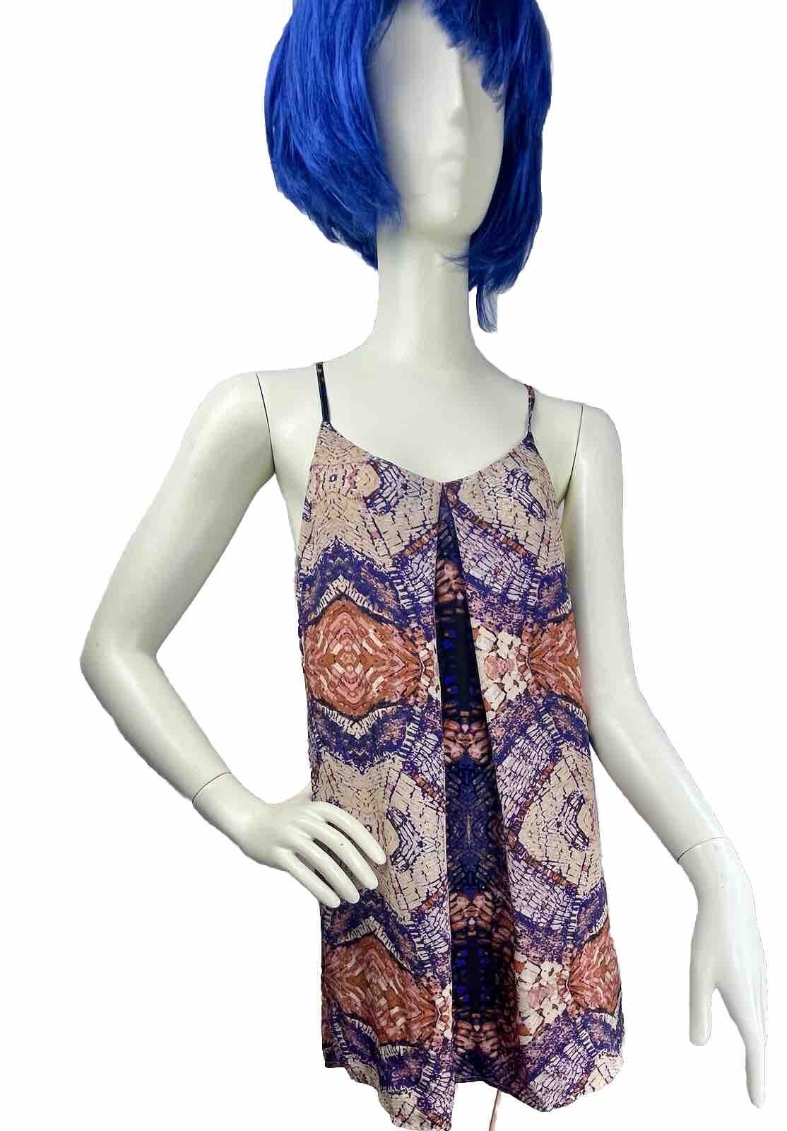 Sunny Girl Mini Racer Back S8 Dress Purples & Blue Patterns Excellent Condition