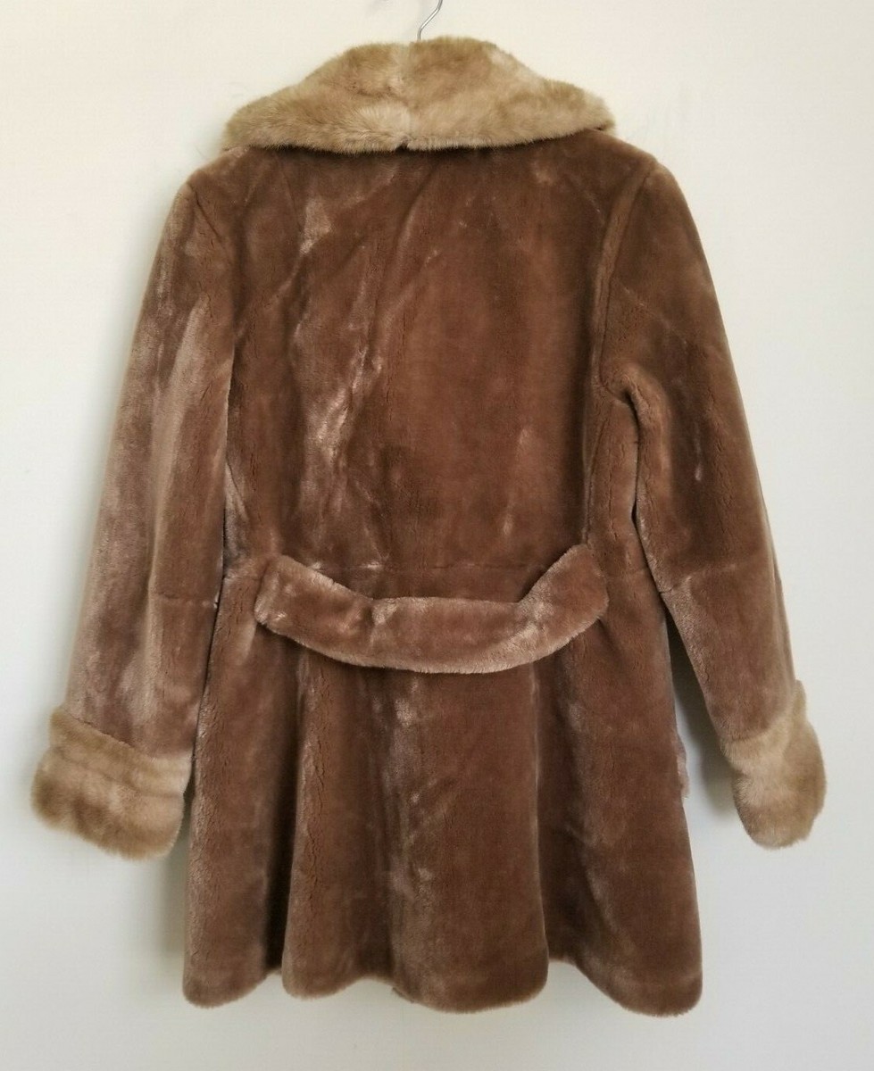 Russell Taylor Vintage Jacket Borgana Brown Faux Fur Collared