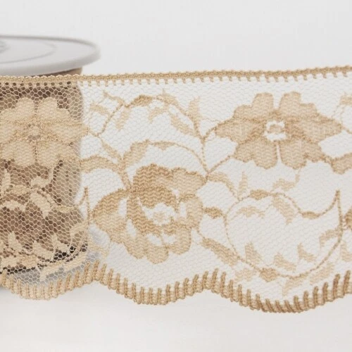 Stephanoise 55mm Rachel Lace Trim Taupe - per metre
