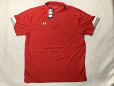 Under Armour Loose Fit XXL Athletic Polo Shirt Red Mens Golf Heat Gear New